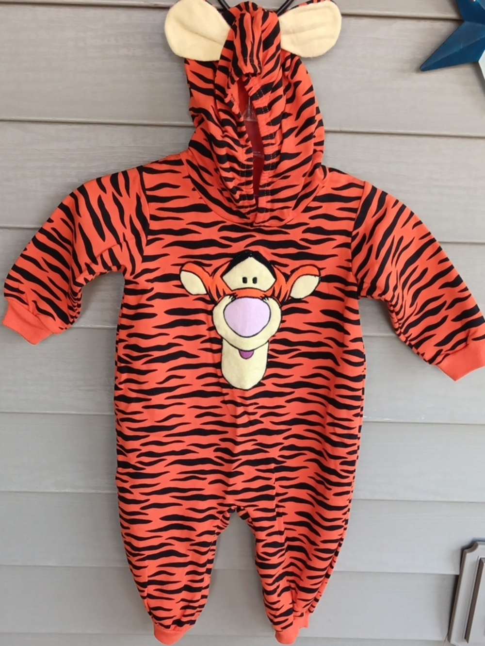 Vintage Disney Winnie the Pooh Tigger Romper w Hood & Attached Ears. Sz 24M